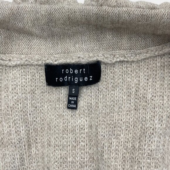Robert Rodriguez Women's Wool Alpaca Oatmeal Beige Ruffle Cardigan Sweater Small - Picture 6 of 12